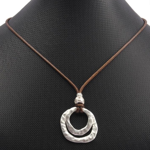 Jewelry - Handmade Bohemian Multi Layer Circular Silver Pendant Rope Necklace NEW